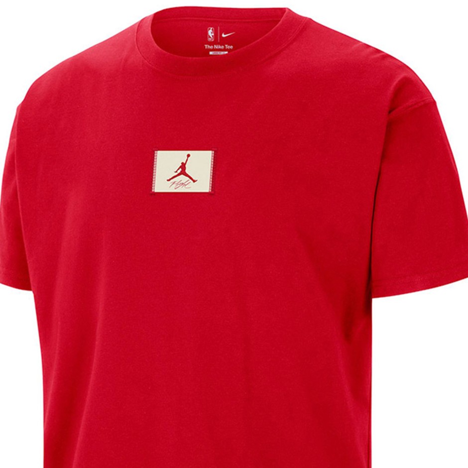 Ανδρική Κοντομάνικη Μπλούζα Κόκκινη - Jordan Chicago Bulls Courtside Statement 85