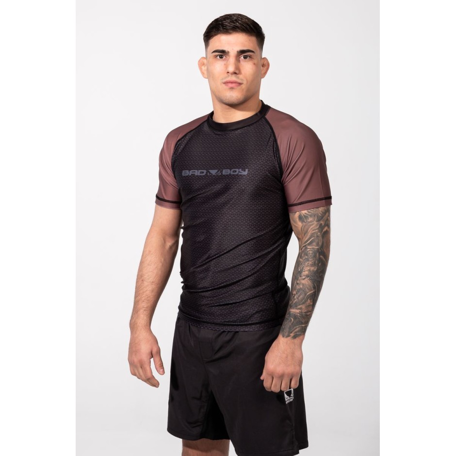 Ανδρική Κοντομάνικη Μπλούζα Καφέ - Bad Boy Rashguards No GI
