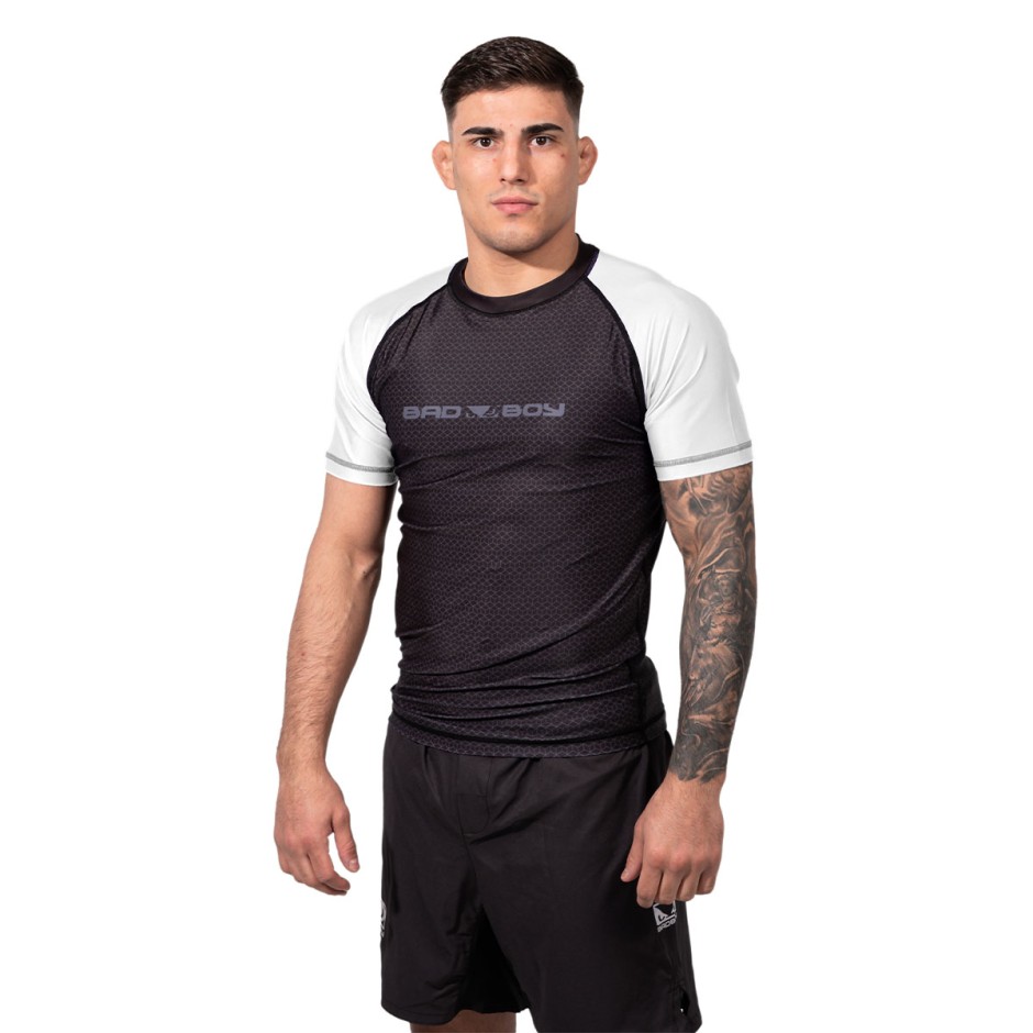BAD BOY RASHGUARDS NO GI SHORT SLEEVE BB-000064-WH White