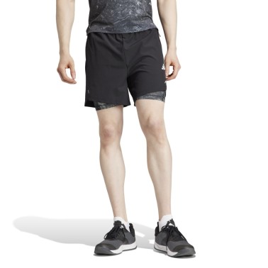 adidas Performance Power Workout 2-in-1 Μαύρο - Ανδρικό Σορτς Προπόνησης