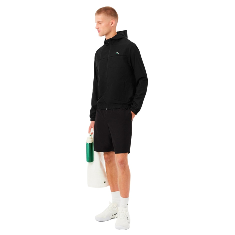 Ανδρική Βερμούδα Τένις Μαύρη - Lacoste Lightweight Diamond Taffeta