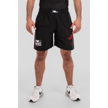 BAD BOY TRANING SHORTS SPLATTER ZIPPED POCKETS BB-000077-BWR Black