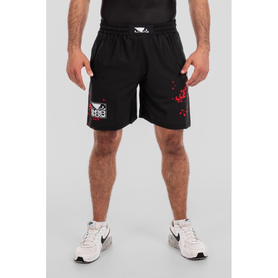 BAD BOY TRANING SHORTS SPLATTER ZIPPED POCKETS BB-000077-BWR Black