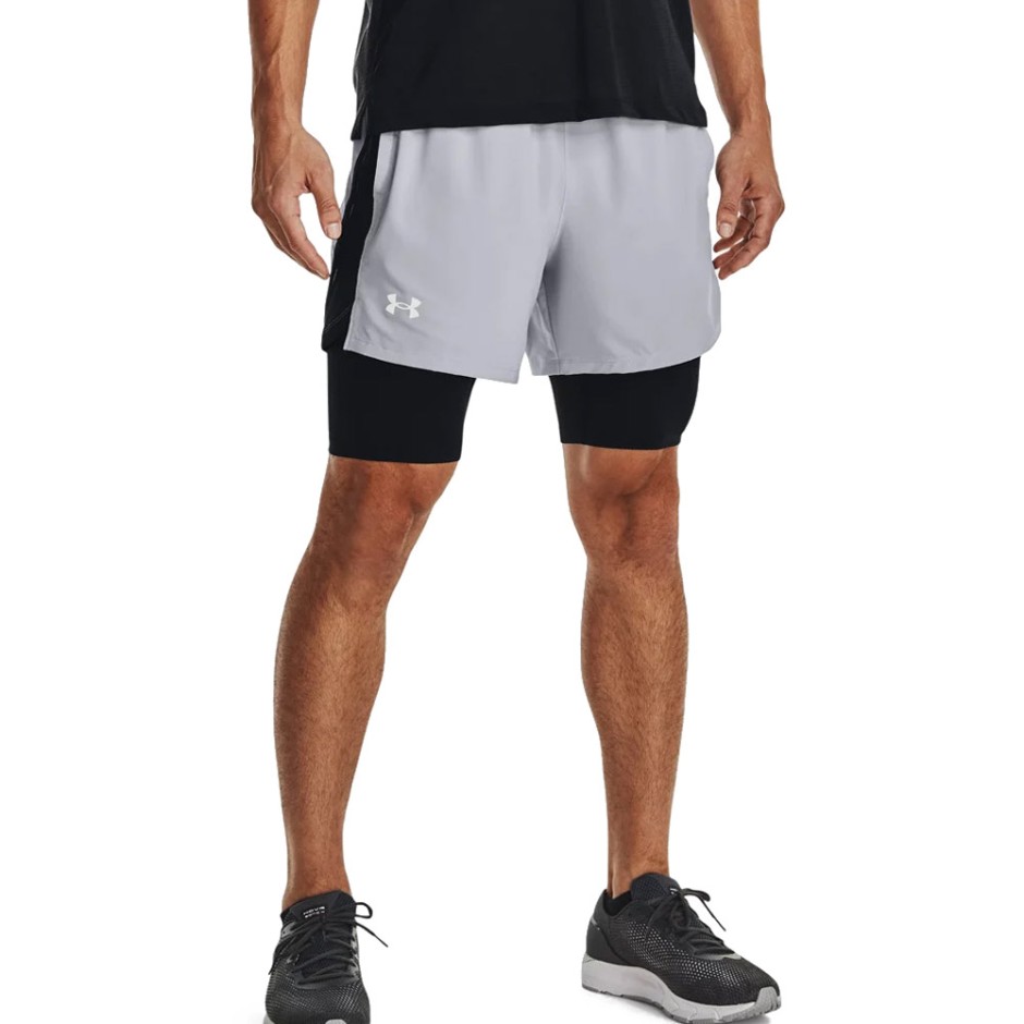 Under Armour Launch 5" 2-in-1 Γκρί - Ανδρικό Σορτς για Τρέξιμο