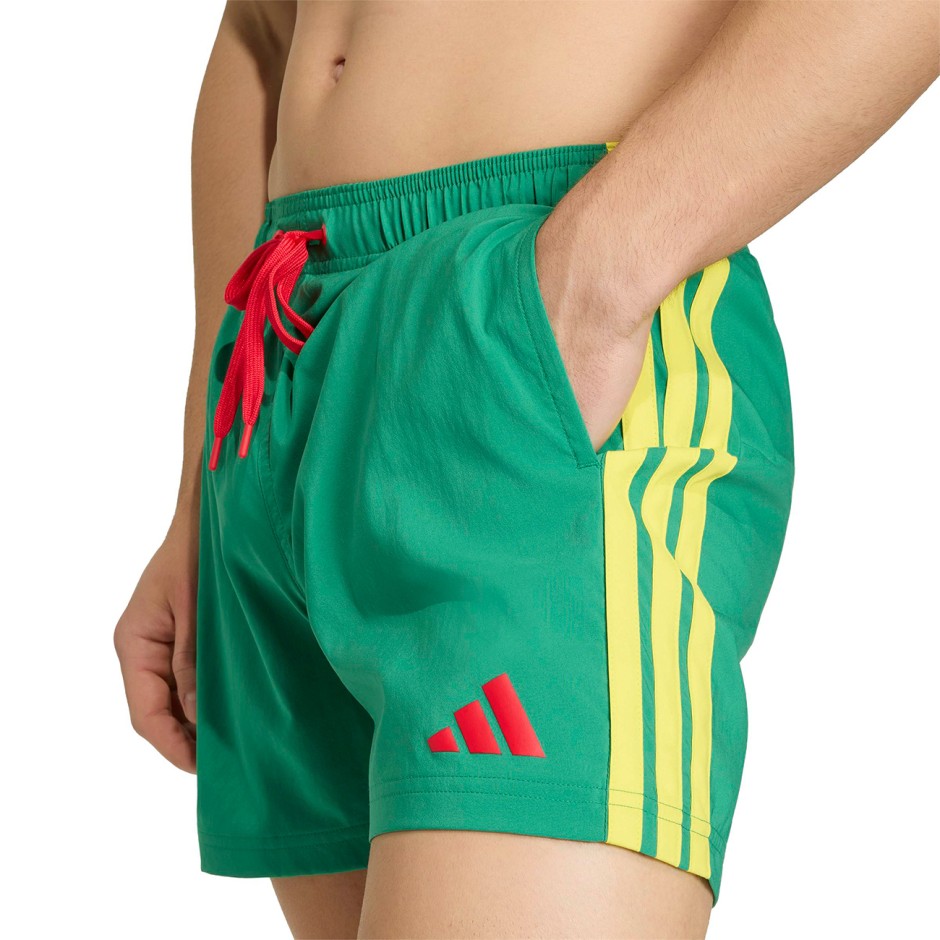 Men's Swim Shorts Green - adidas Performance 3-Stripes 5-Inch