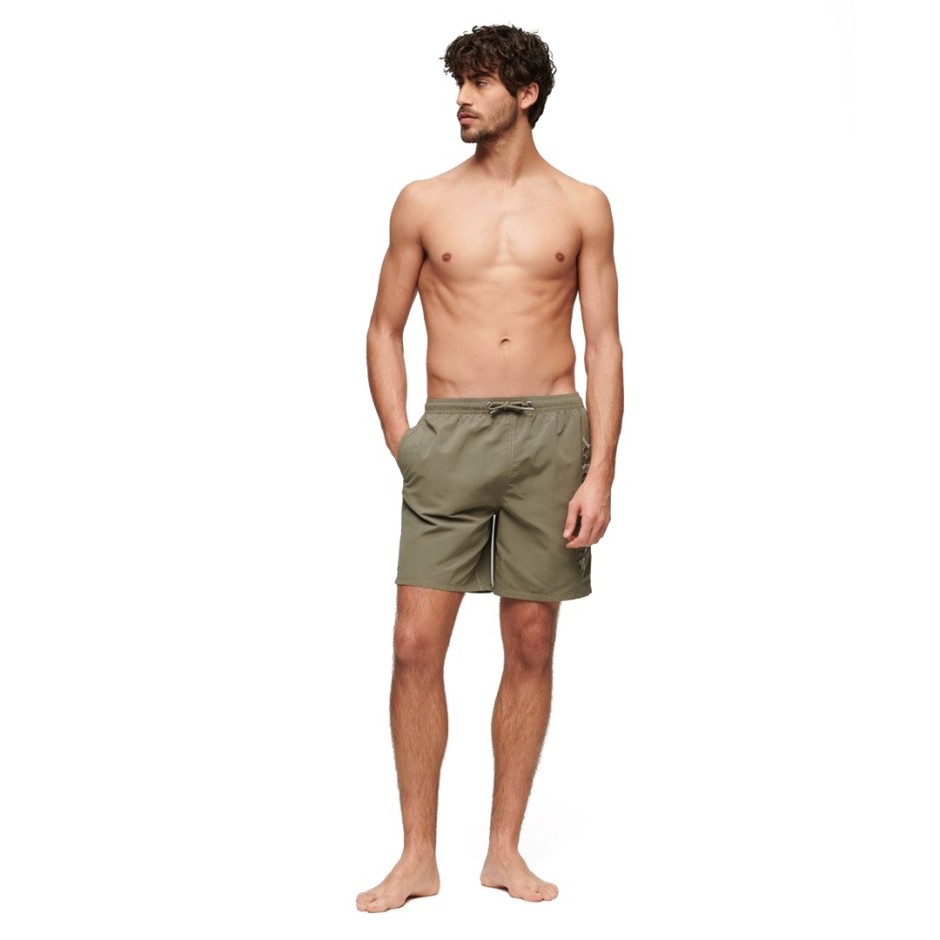 SUPERDRY D2 SDCD PREMIUM EMB 17" SWIM SHORT M3010227A-1KH Khaki
