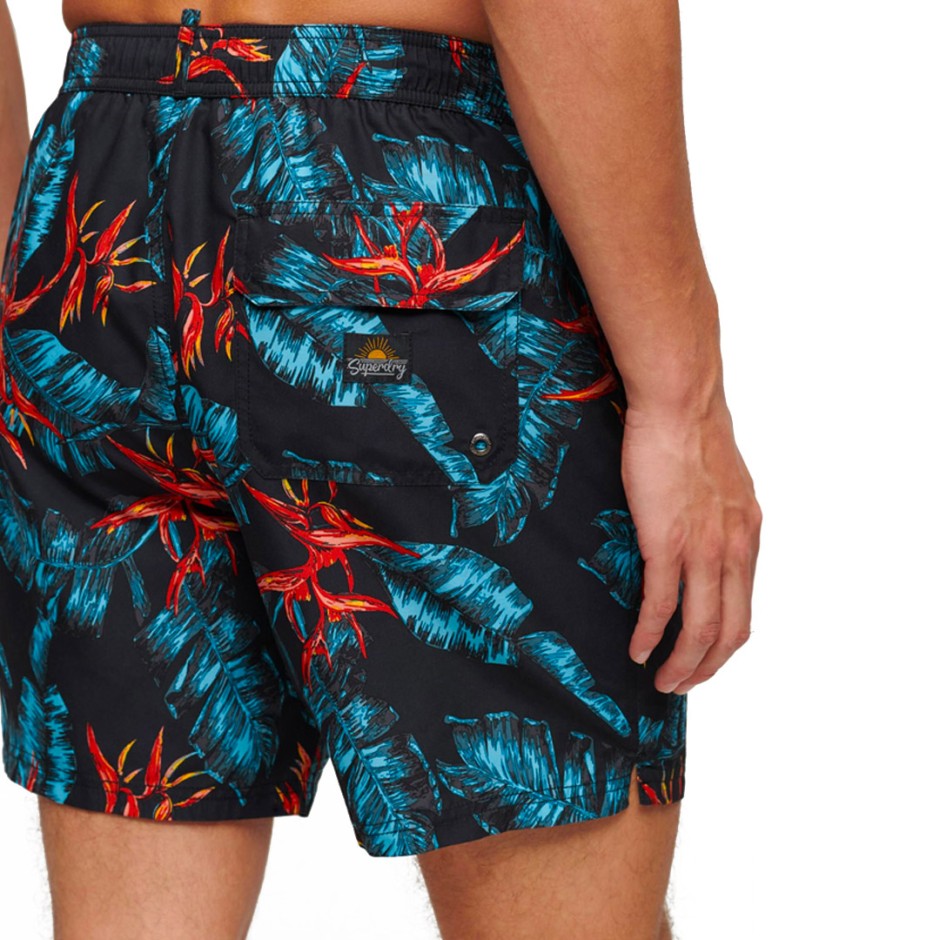 Ανδρικό Μαγιό Βερμούδα Μπλε - Superdry Hawaiian Print 17"