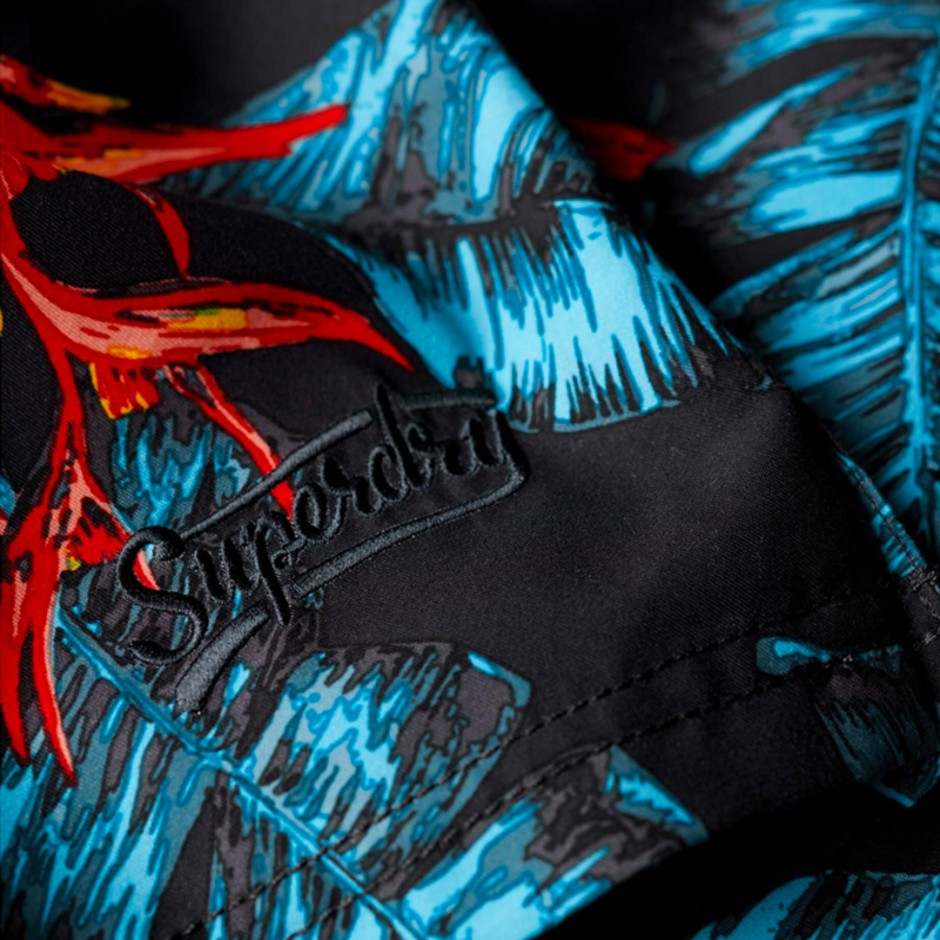 Ανδρικό Μαγιό Βερμούδα Μπλε - Superdry Hawaiian Print 17"