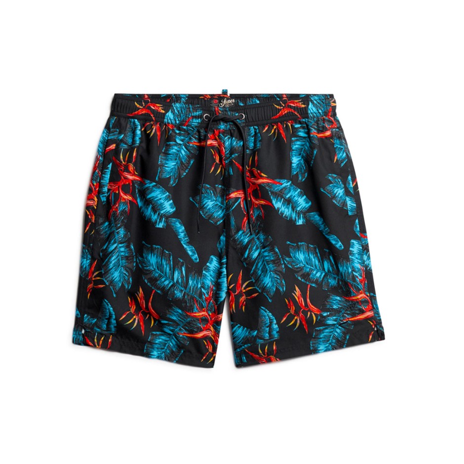 Ανδρικό Μαγιό Βερμούδα Μπλε - Superdry Hawaiian Print 17"