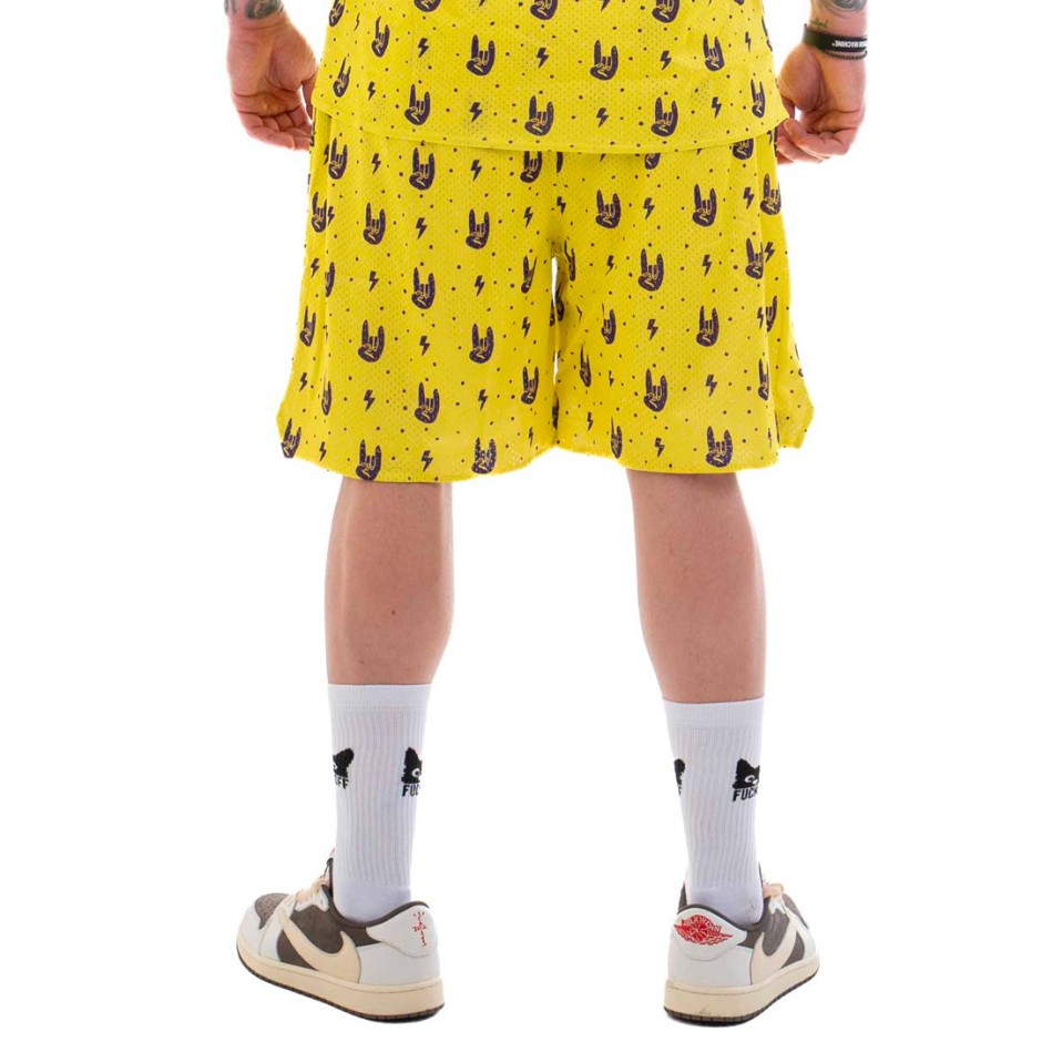 BEE UNUSUAL "THIS BEE IS ALWAYS HIGH" BASKETBALL SHORTS AB-232305-YELLOW Yellow