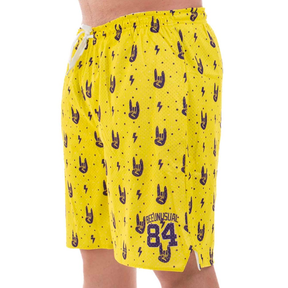BEE UNUSUAL "THIS BEE IS ALWAYS HIGH" BASKETBALL SHORTS AB-232305-YELLOW Yellow