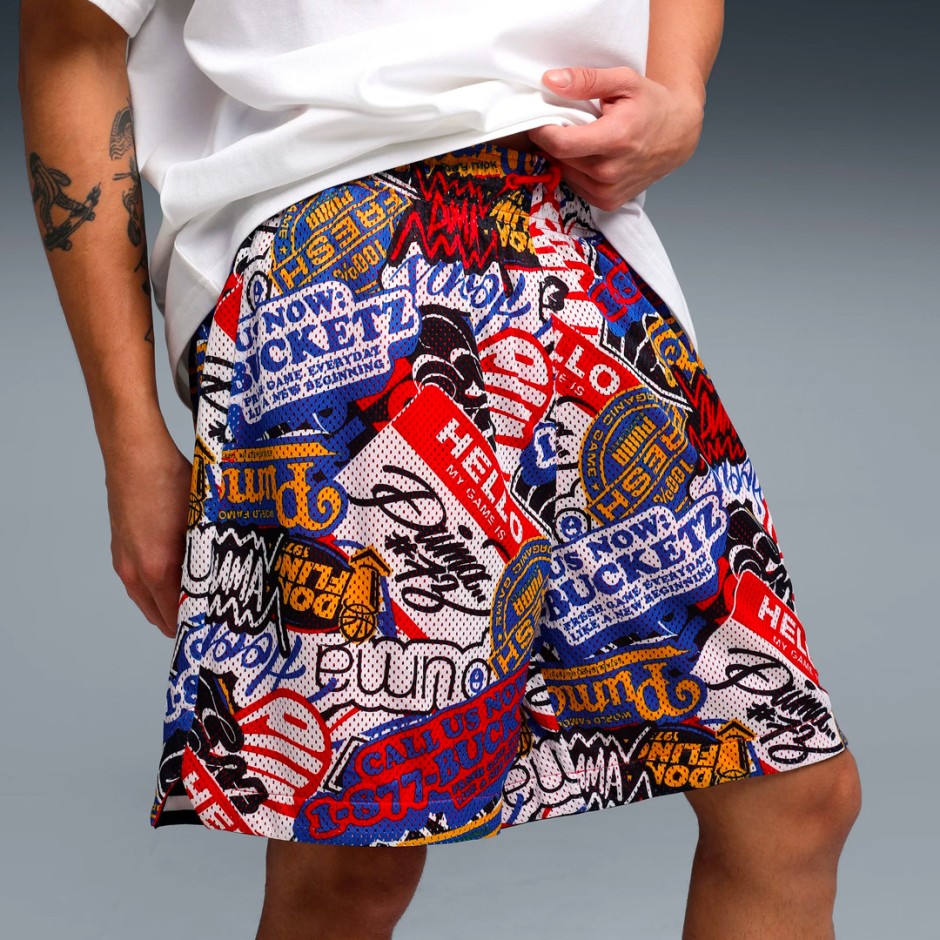 PUMA HOOPERHOTLINE AOP 7 SHORTS 632837-01 Colorful