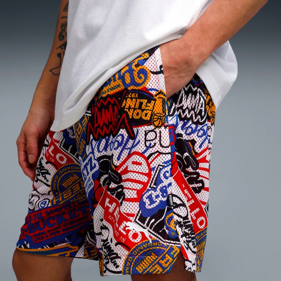 PUMA HOOPERHOTLINE AOP 7 SHORTS 632837-01 Colorful