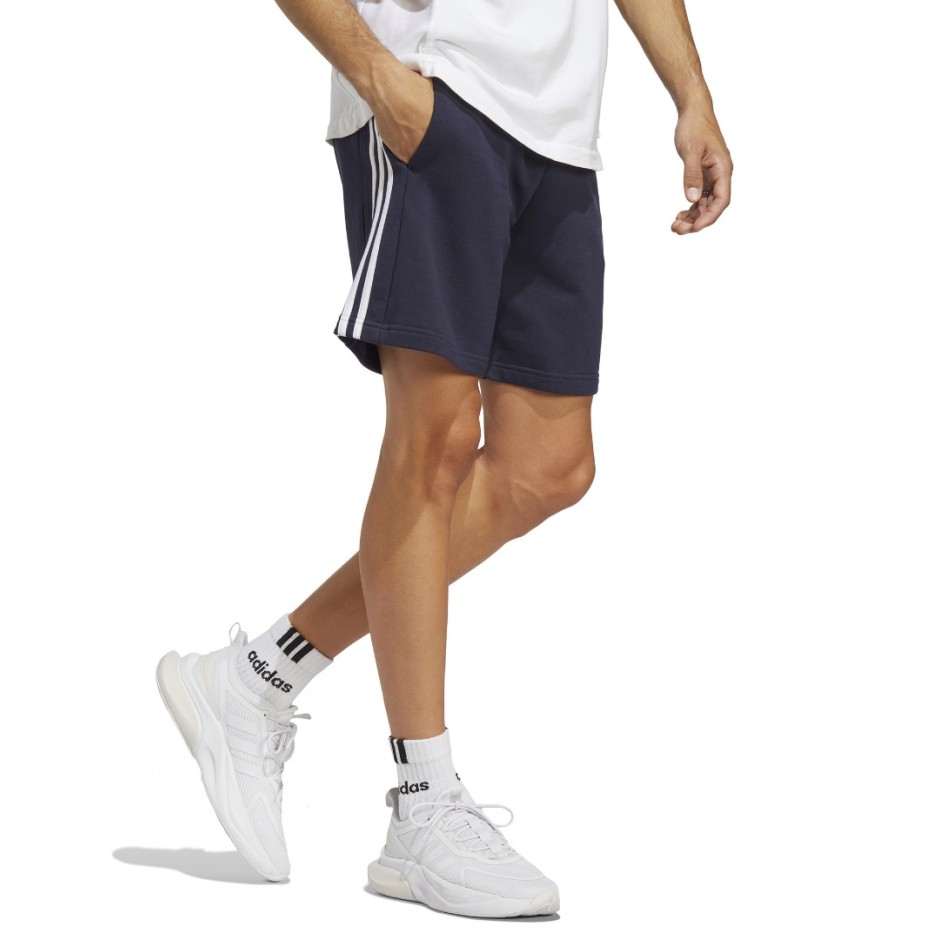 Ανδρική Βερμούδα Μπλε - adidas Sportswear Essentials French Terry 3-Stripes 
