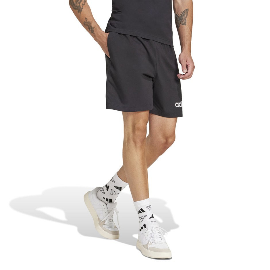 Ανδρική Βερμούδα Μαύρη - adidas Sportswear Essentials Linear Single Jersey