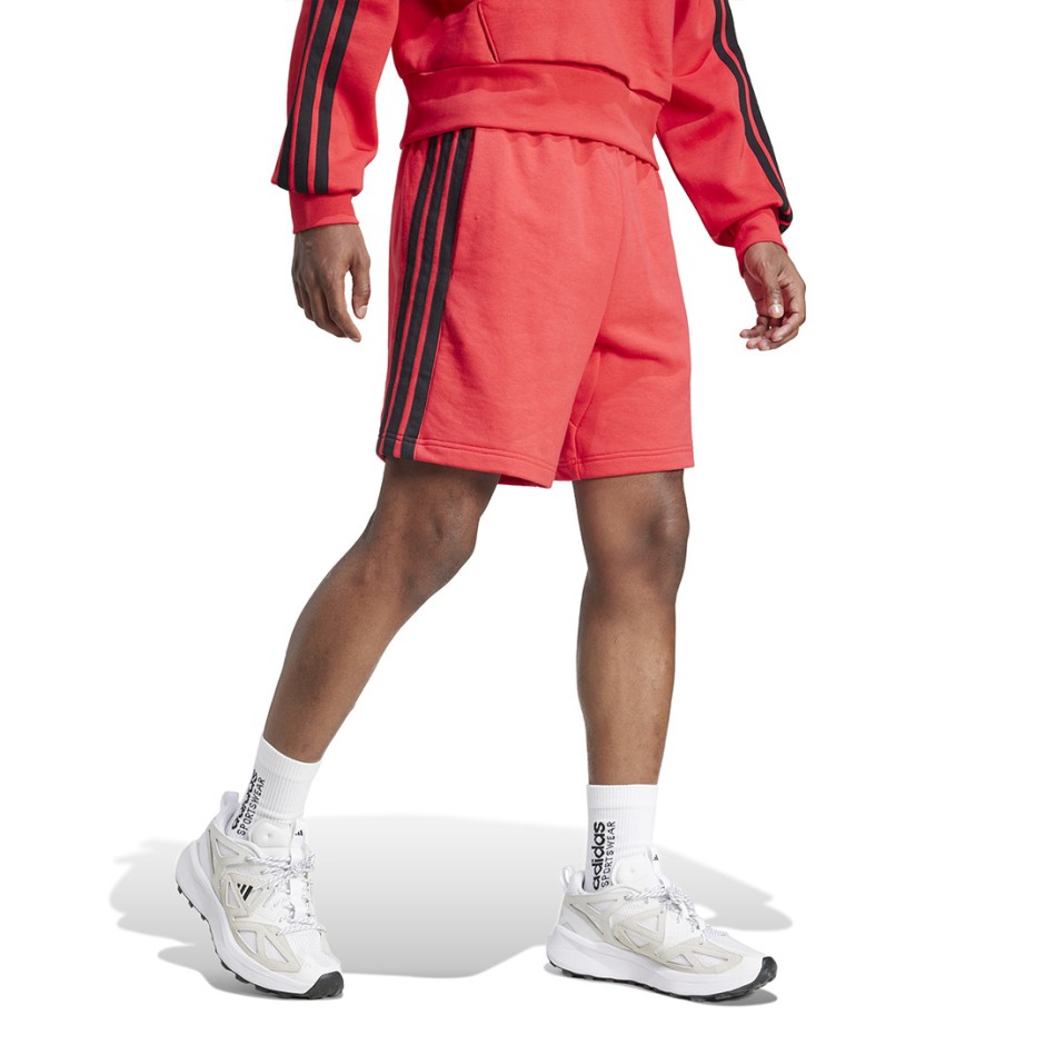 Ανδρική Βερμούδα Κόκκινη - adidas Sportswear Essentials 3-Stripes French Terry 