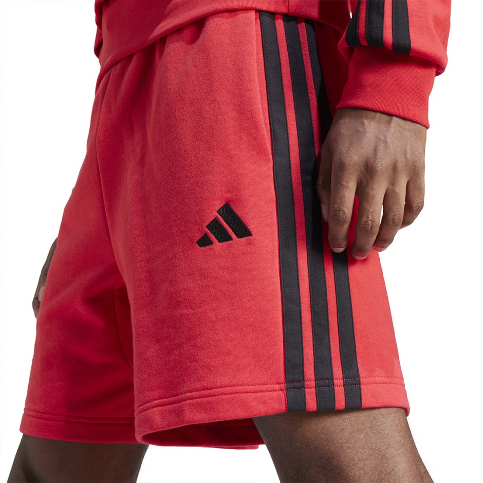 Ανδρική Βερμούδα Κόκκινη - adidas Sportswear Essentials 3-Stripes French Terry 