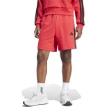 Ανδρική Βερμούδα Κόκκινη - adidas Sportswear Essentials 3-Stripes French Terry  Εικόνα 