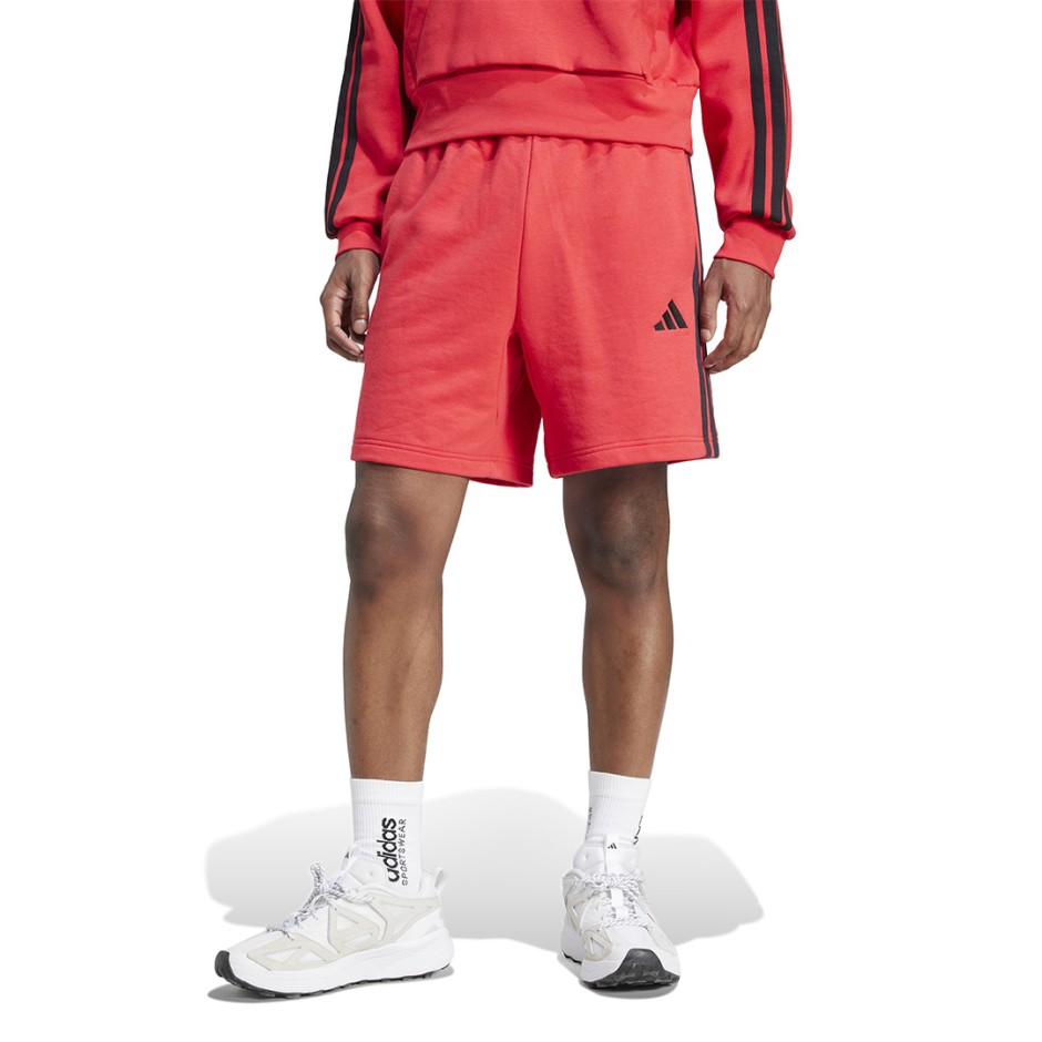 Ανδρική Βερμούδα Κόκκινη - adidas Sportswear Essentials 3-Stripes French Terry 