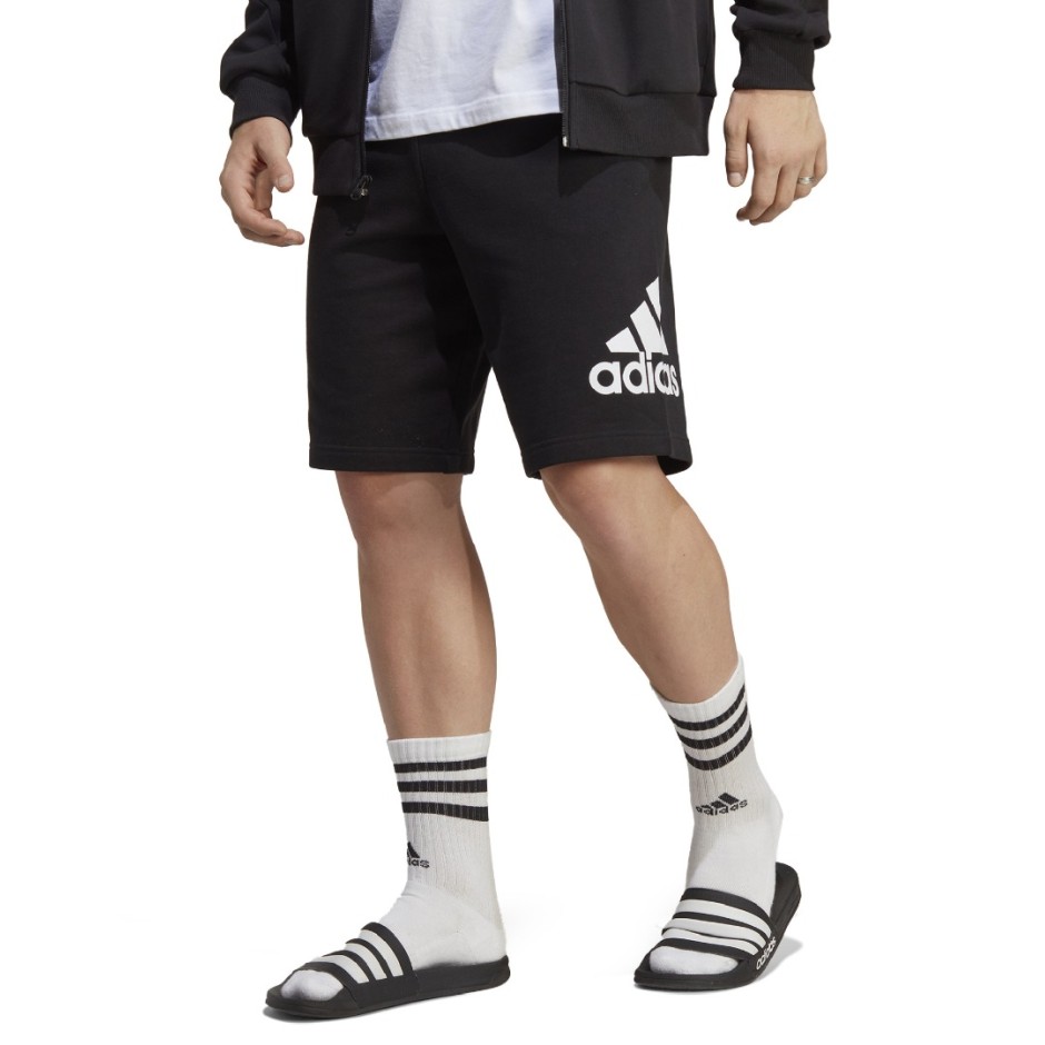 Ανδρική Βερμούδα Μαύρη - adidas Sportswear Essentials Big Logo French Terry