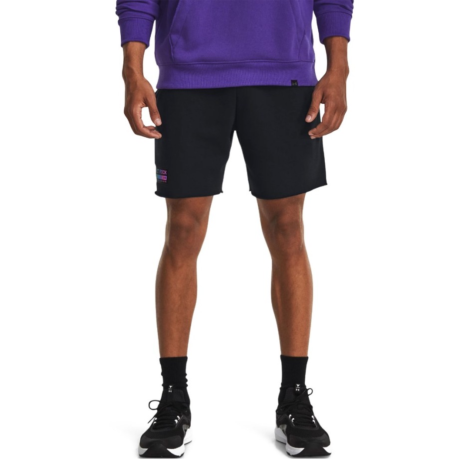 Under Armour Project Rock Heavyweight Terry Μαύρο - Ανδρικό Σορτς Προπόνησης