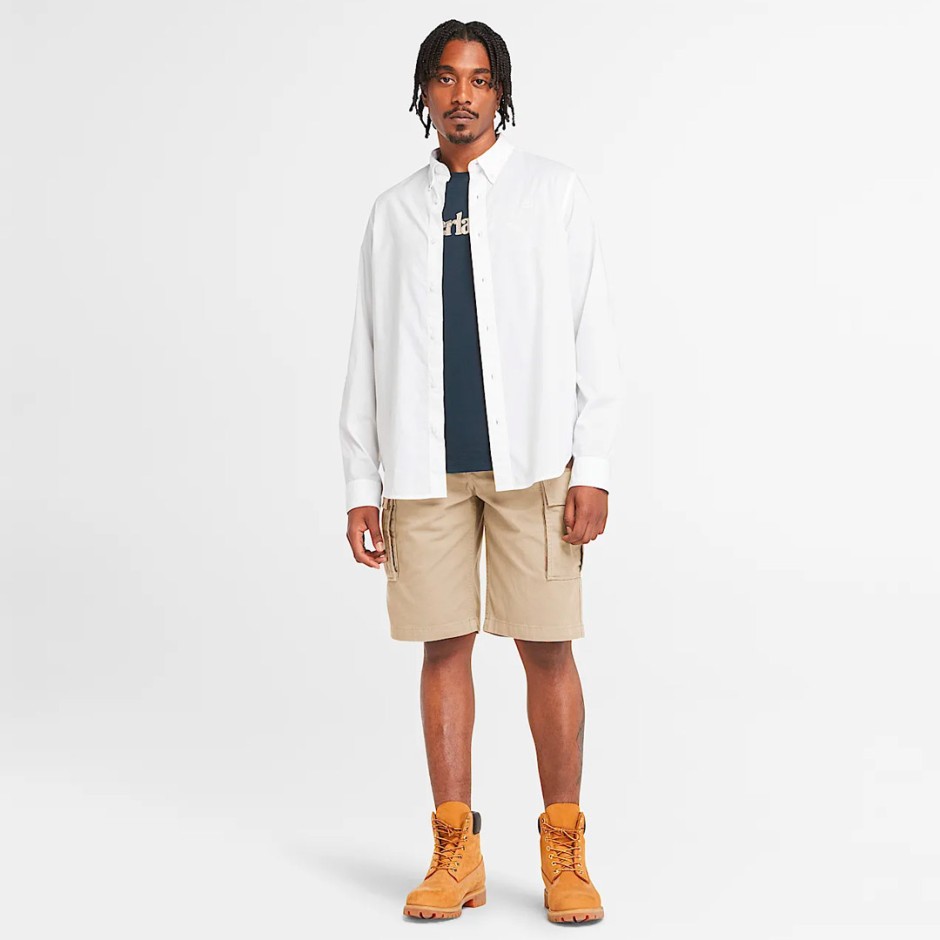 Ανδρική Βερμούδα Μπεζ - Timberland Brookline Twill Cargo