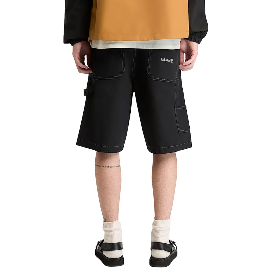 Men's Shorts Black - Timberland Washed Duck Canvas Carpenter