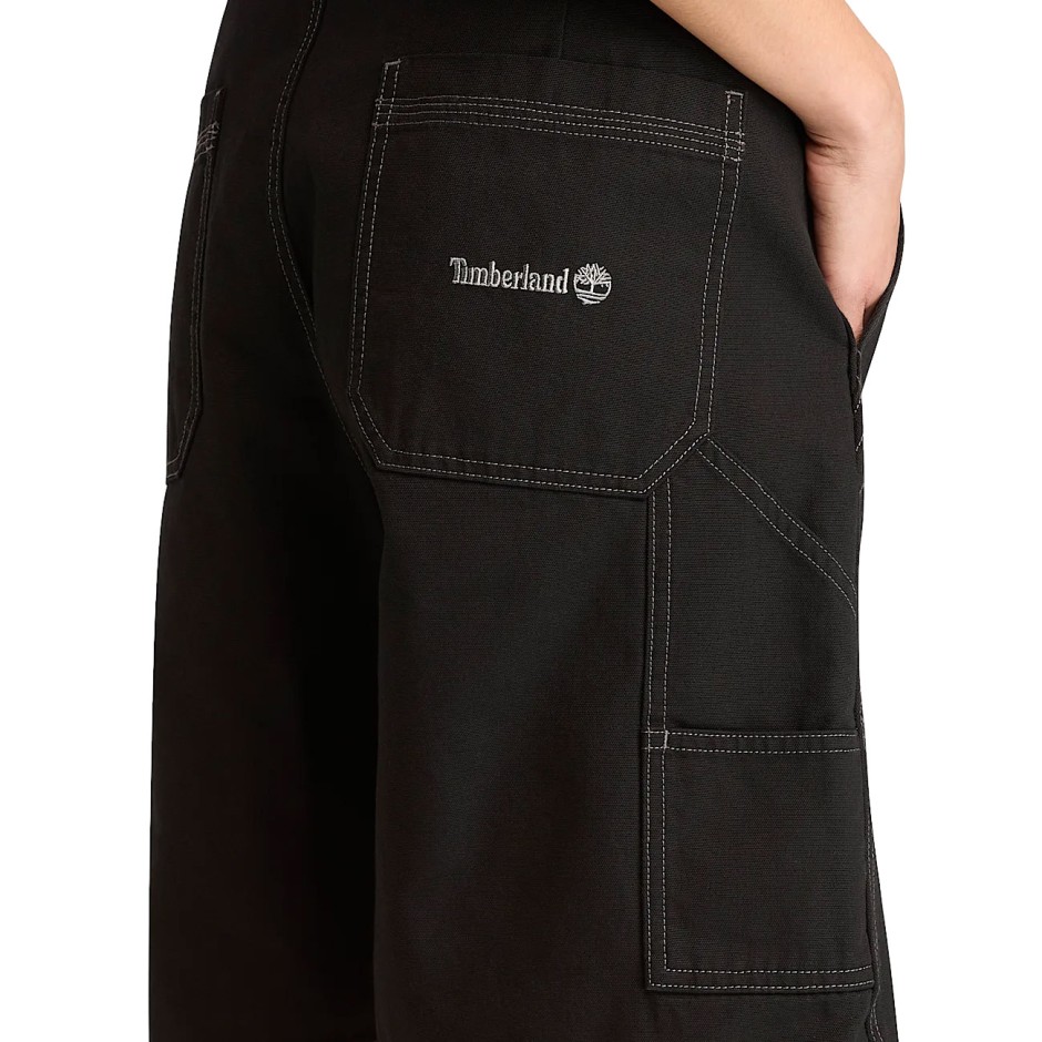 Men's Shorts Black - Timberland Washed Duck Canvas Carpenter