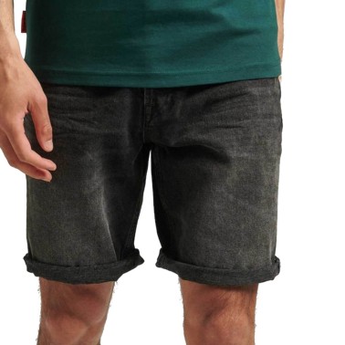 Ανδρική Βερμούδα Τζιν Μαύρη - Superdry Ovin Vintage Straight Shorts
