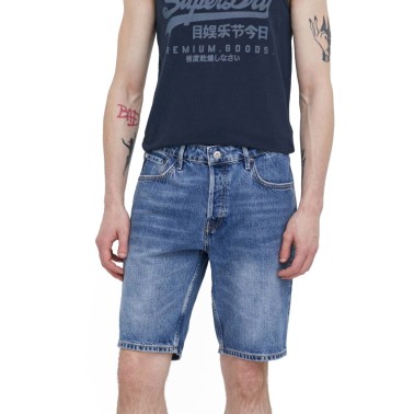 Ανδρική Βερμούδα Τζιν Μπλε - Superdry Ovin Vintage Straight Shorts