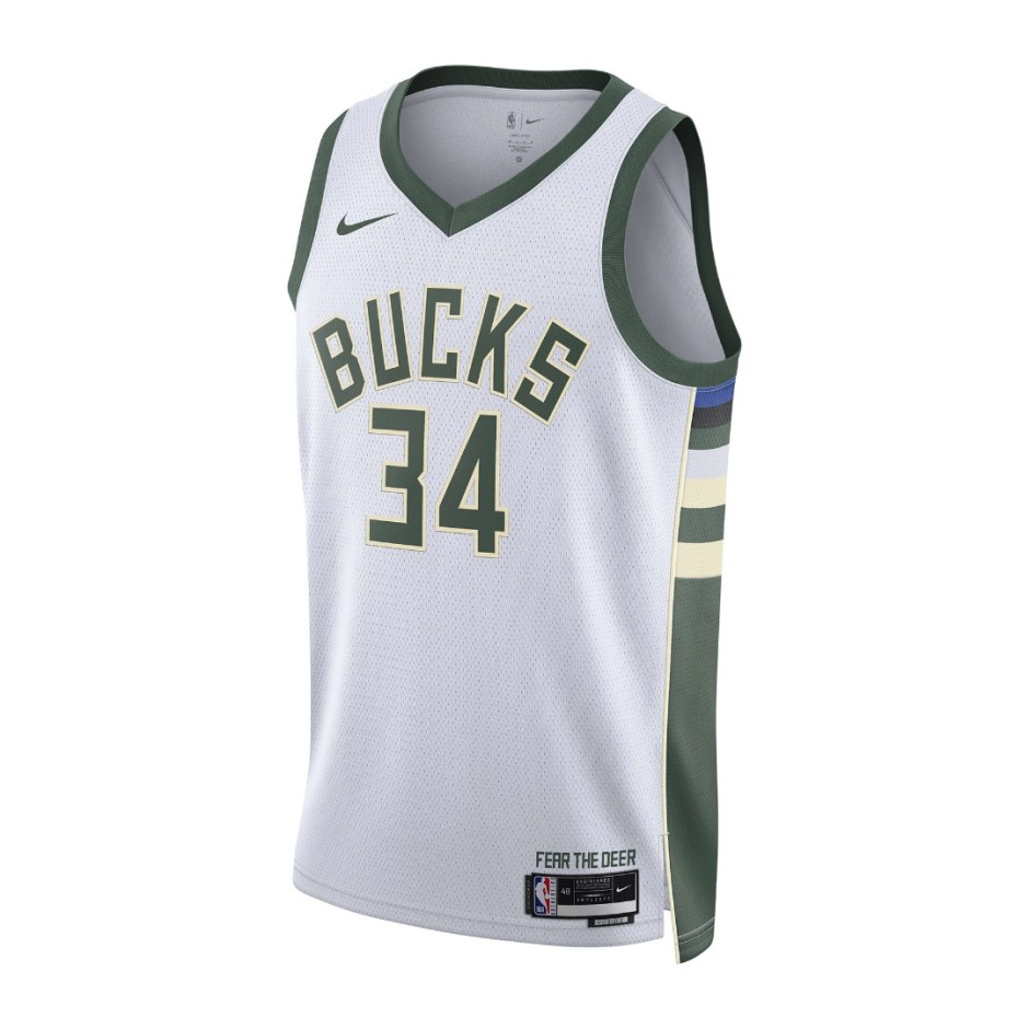 Nike Milwaukee Bucks Association Edition 2022/23 Λευκό - Ανδρική Φανέλα Μπάσκετ