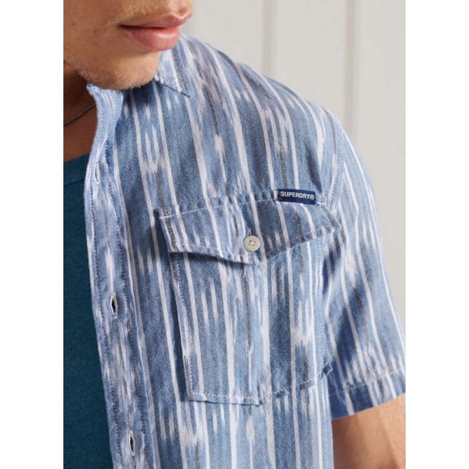 SUPERDRY S/S DENIM LOOM SHIRT M4010329A-5GX Πορτοκαλί