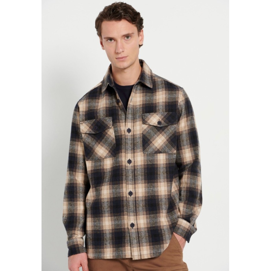 Funky Buddha Flannel Μπλε - Ανδρικό Πουκάμισο Καρό