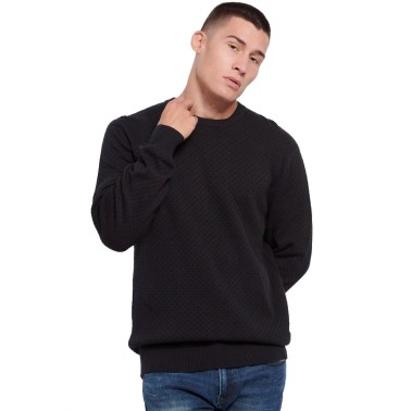 Funky Buddha Relaxed Fit Μαύρο - Ανδρική Πλεκτή Μπλούζα