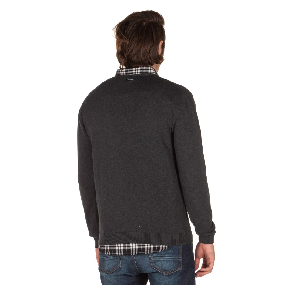 EMERSON COTTON KNITTED SWEATER 192.EM70.90-D.GREY ML Coal