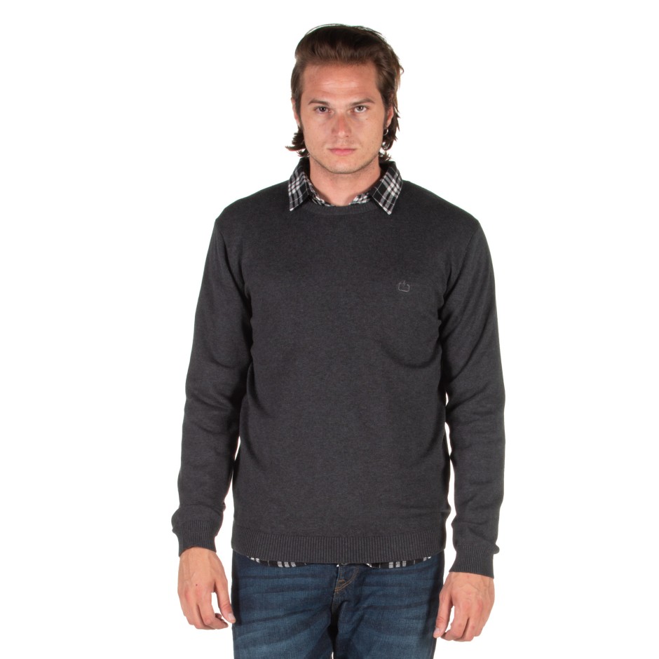 EMERSON COTTON KNITTED SWEATER 192.EM70.90-D.GREY ML Coal