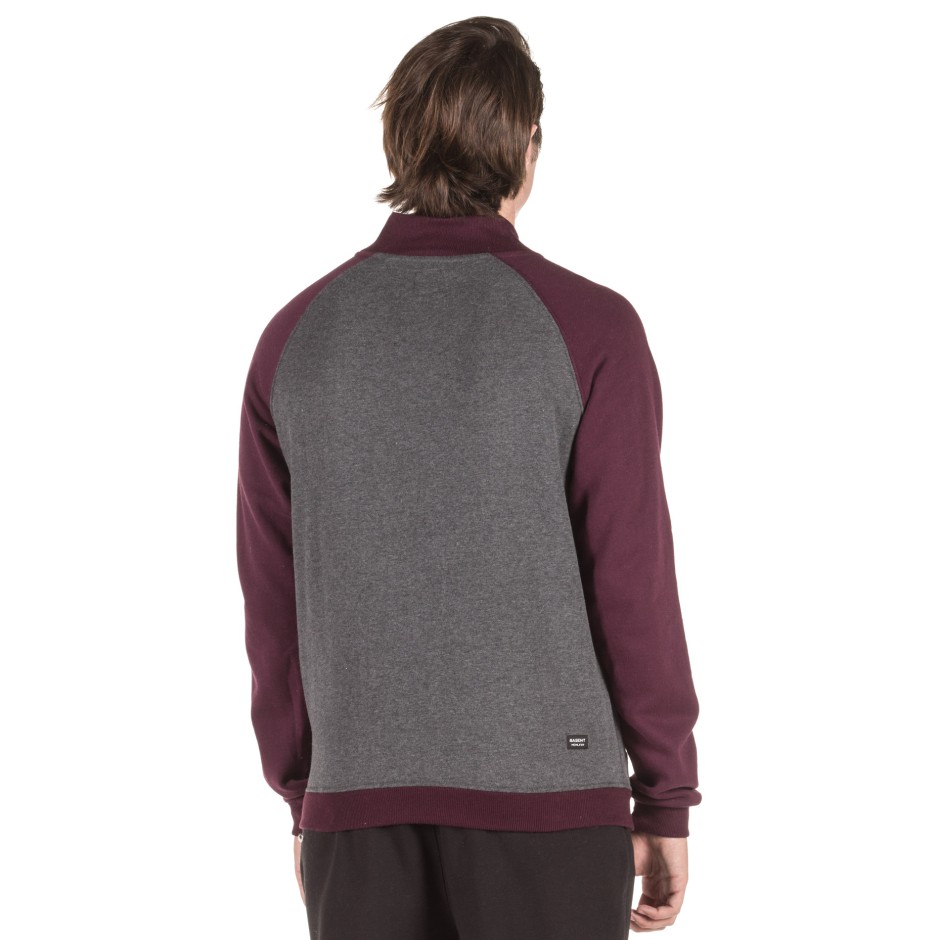 BASEHIT ZIPPER HOODIE 182.BM21.34-D.GREY ML/WINE Ανθρακί