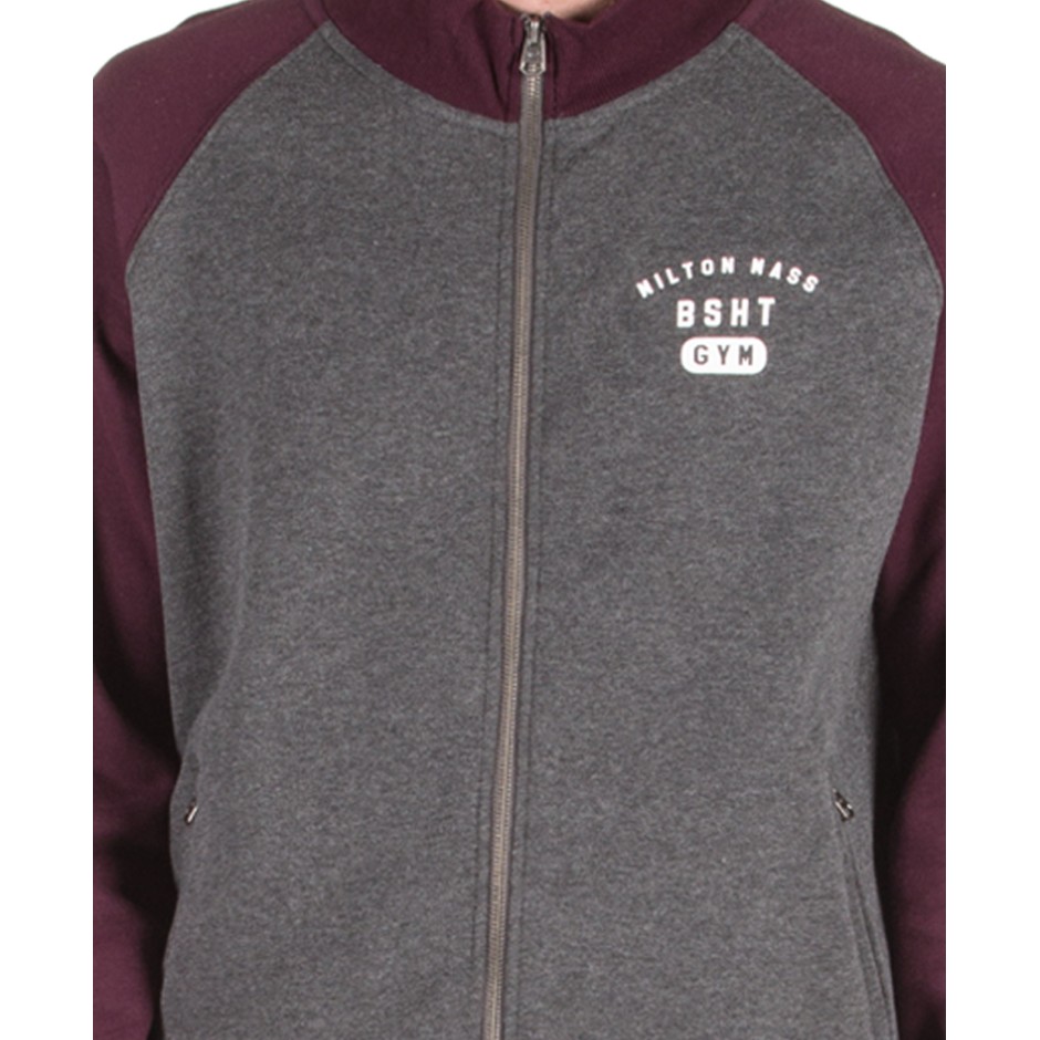 BASEHIT ZIPPER HOODIE 182.BM21.34-D.GREY ML/WINE Coal