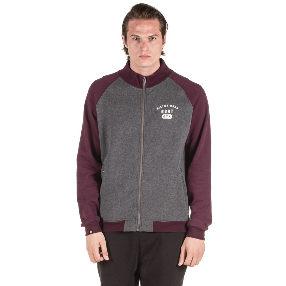 BASEHIT ZIPPER HOODIE 182.BM21.34-D.GREY ML/WINE Coal