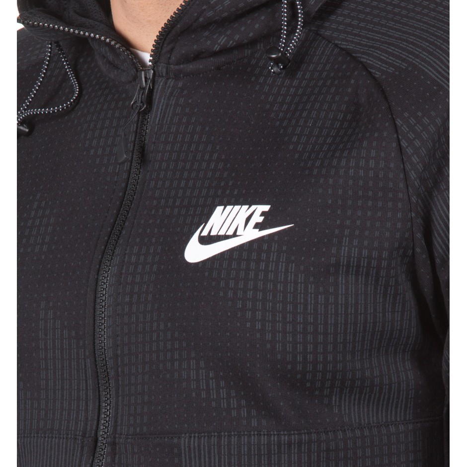 NIKE M NSW AV15 HOODIE FLC FZ AOP 885937-010 Black