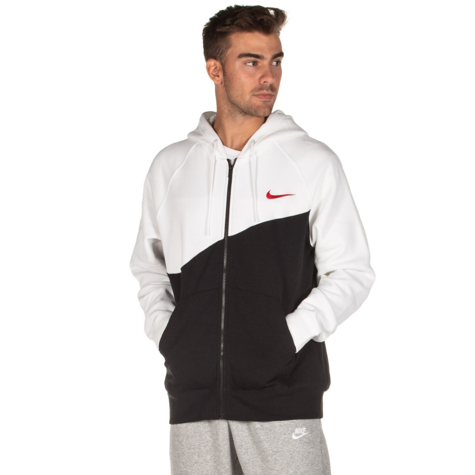 NIKE SPORTSWEAR SWOOSH MEN'S FULL-ZIP HOODIE BV5237-011 White-Black