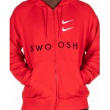 NIKE SPORTSWEAR SWOOSH MEN'S FULL-ZIP FRENCH TERRY HOODIE CT7362-657 Red Image 1