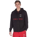 NIKE SPORTSWEAR SWOOSH MEN'S FULL-ZIP FRENCH TERRY HOODIE CT7362-010 Black Image 