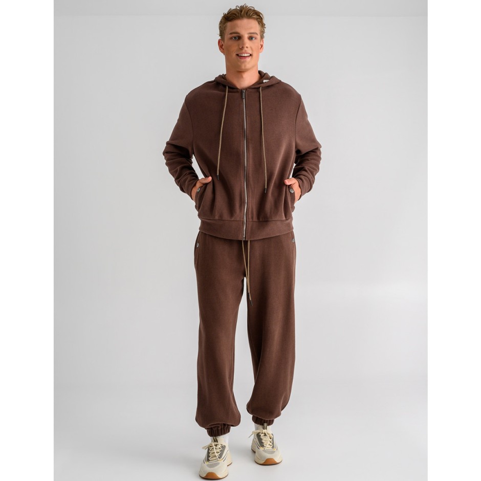 Men's Full-Zip Hoodie Brown - Bodytalk 