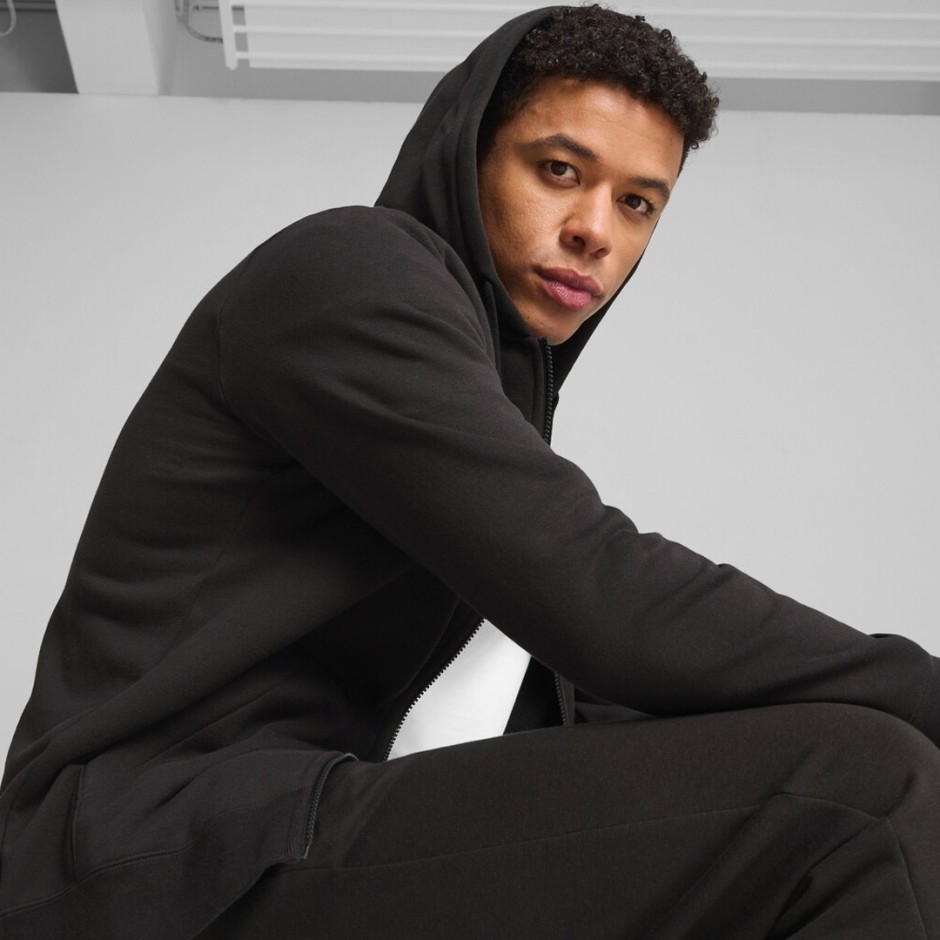 PUMA ESS NO. 1 LOGO FULL-ZIP HOODIE FL 682586-01 Black