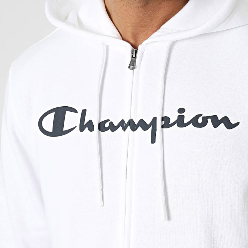 CHAMPION HOODED FULL ZIP SWEATSHIRT Λευκό