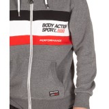 BODY ACTION TRI COLOR ZIP HOODIE 073919-01-03E Coal