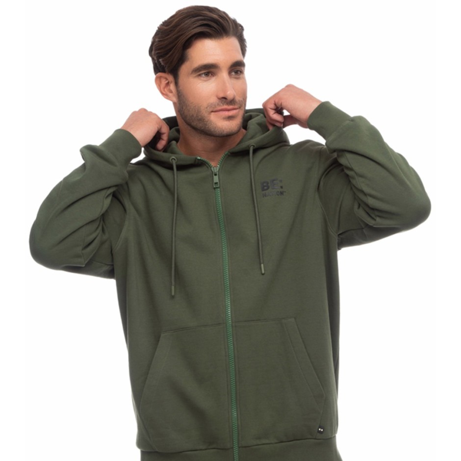 BE:NATION LOGO FULL ZIP HOODIE 07302301-13B Κhaki
