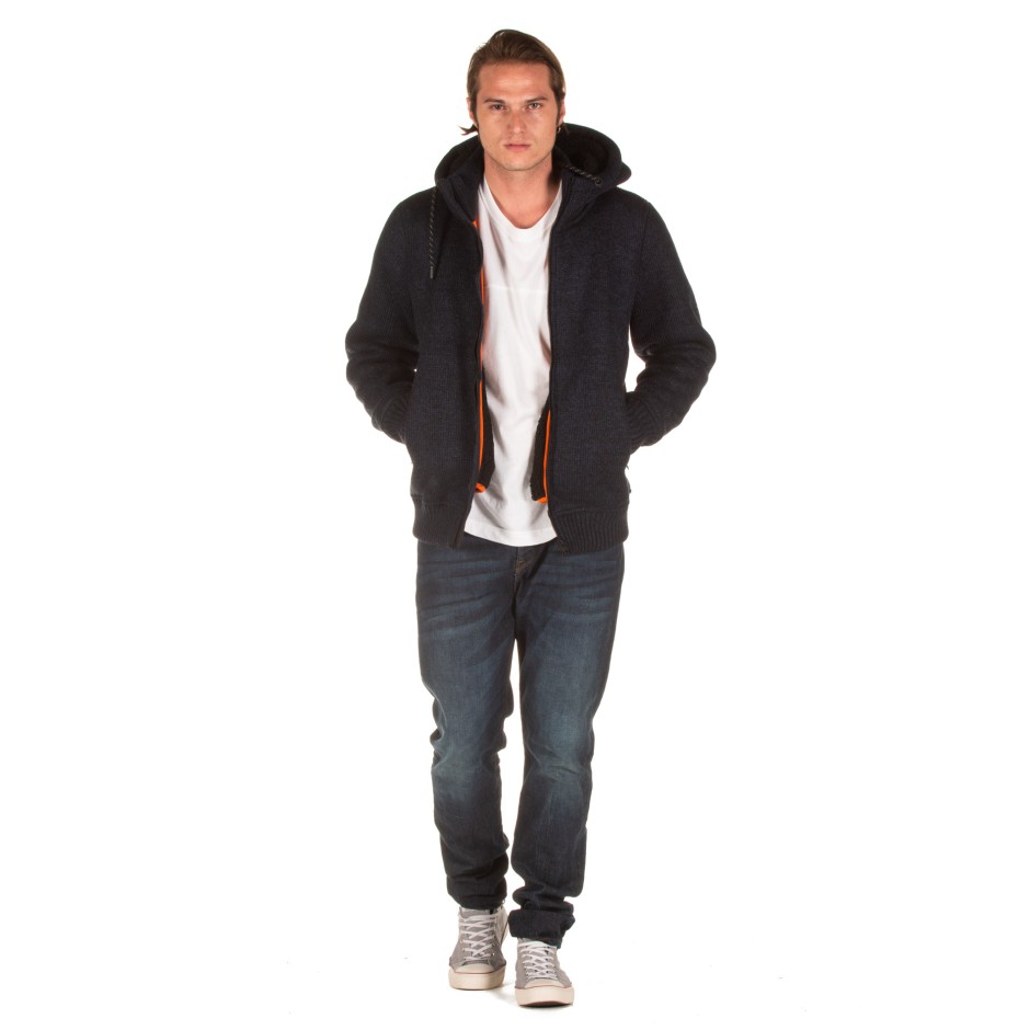 SUPERDRY BONDED KNIT ZIP HOODIE M2000001A-R6B Μπλε