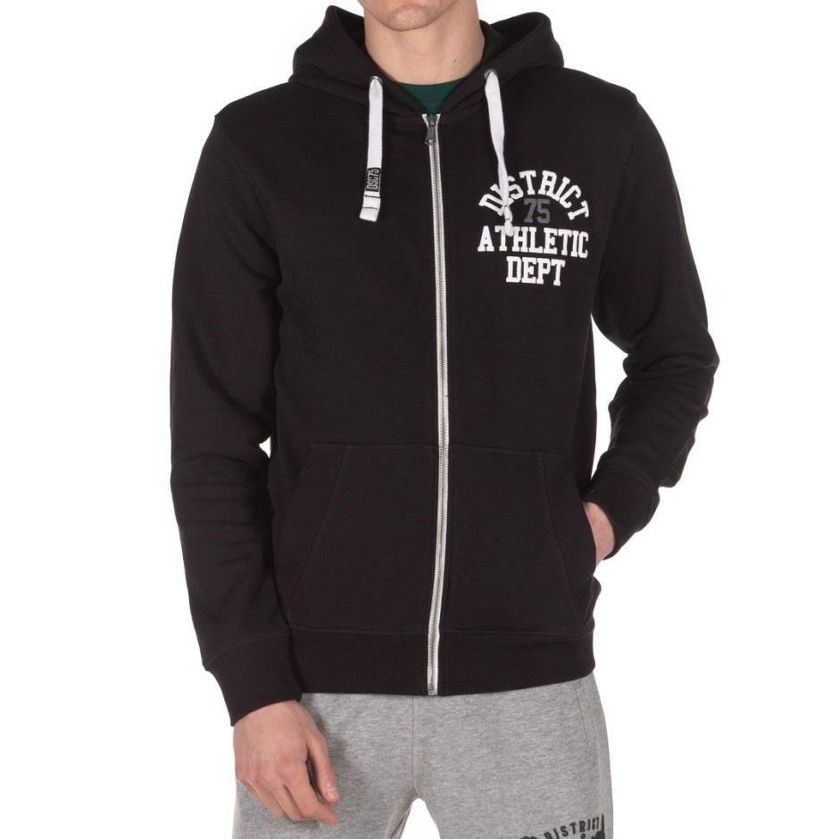 DISTRICT75 MEN'S FULL ZIP HOODIE 120MHZ-770 Μαύρο